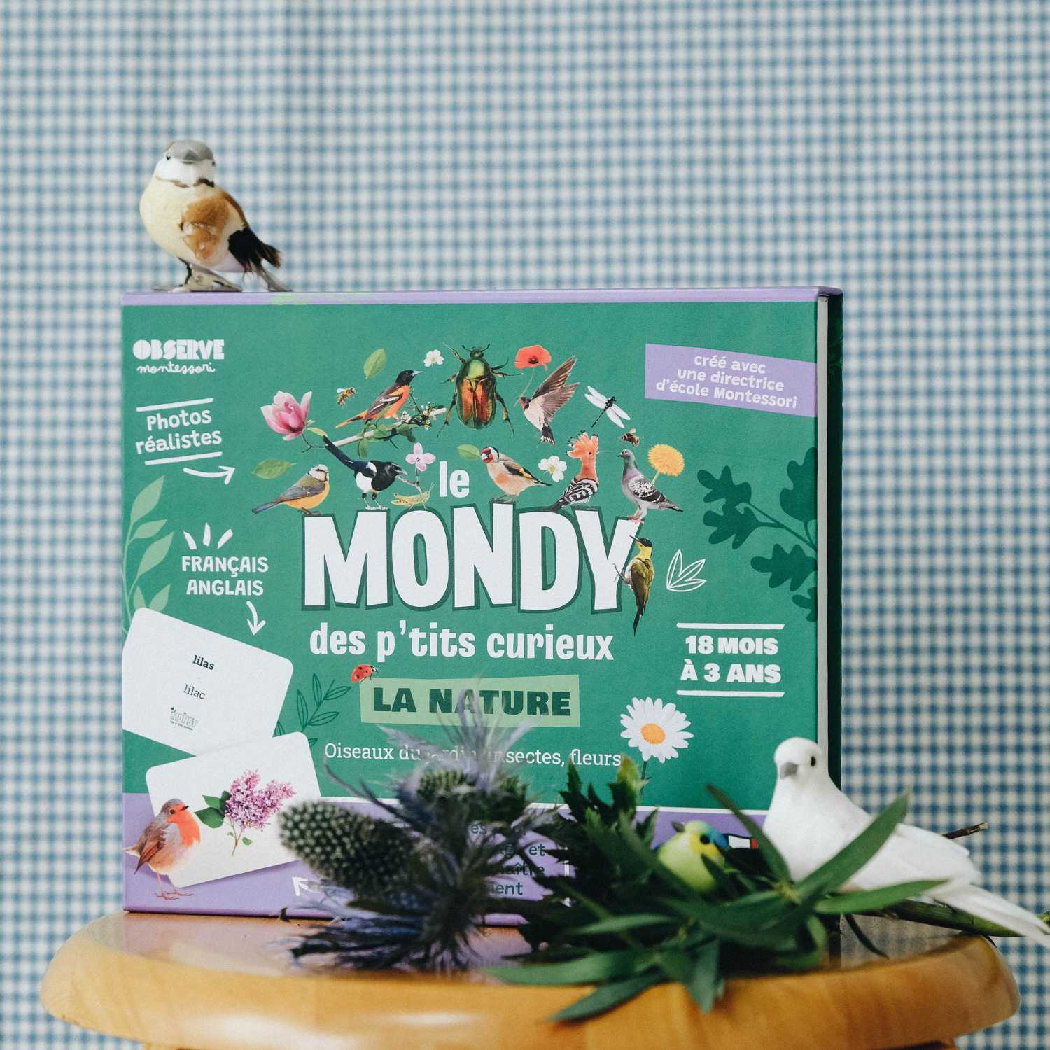 coffret mondy des curieux 45 cartes bilingues autour de la nature et du jardin