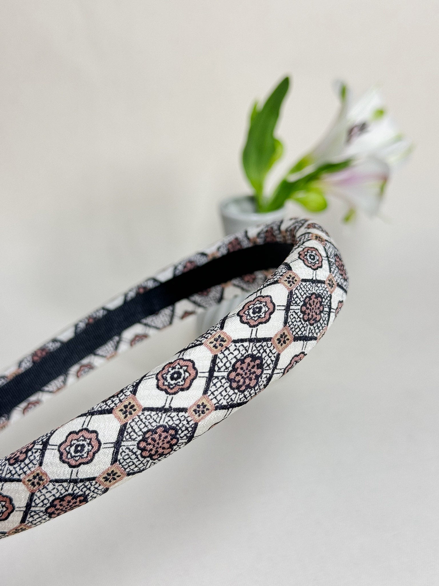 Headband Upcyclé Essentiel 'Rosaces en losange'