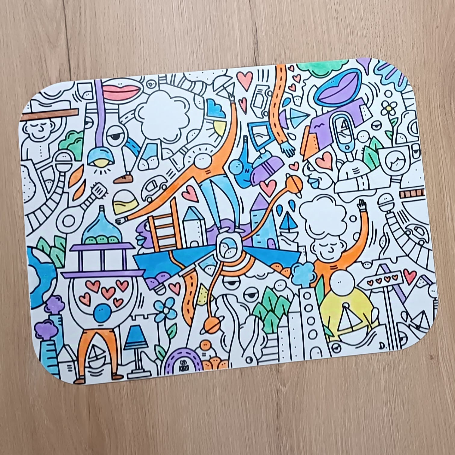 Lot de 2 Sets de table de coloriage réutilisables et lavables + 1 set de feutres