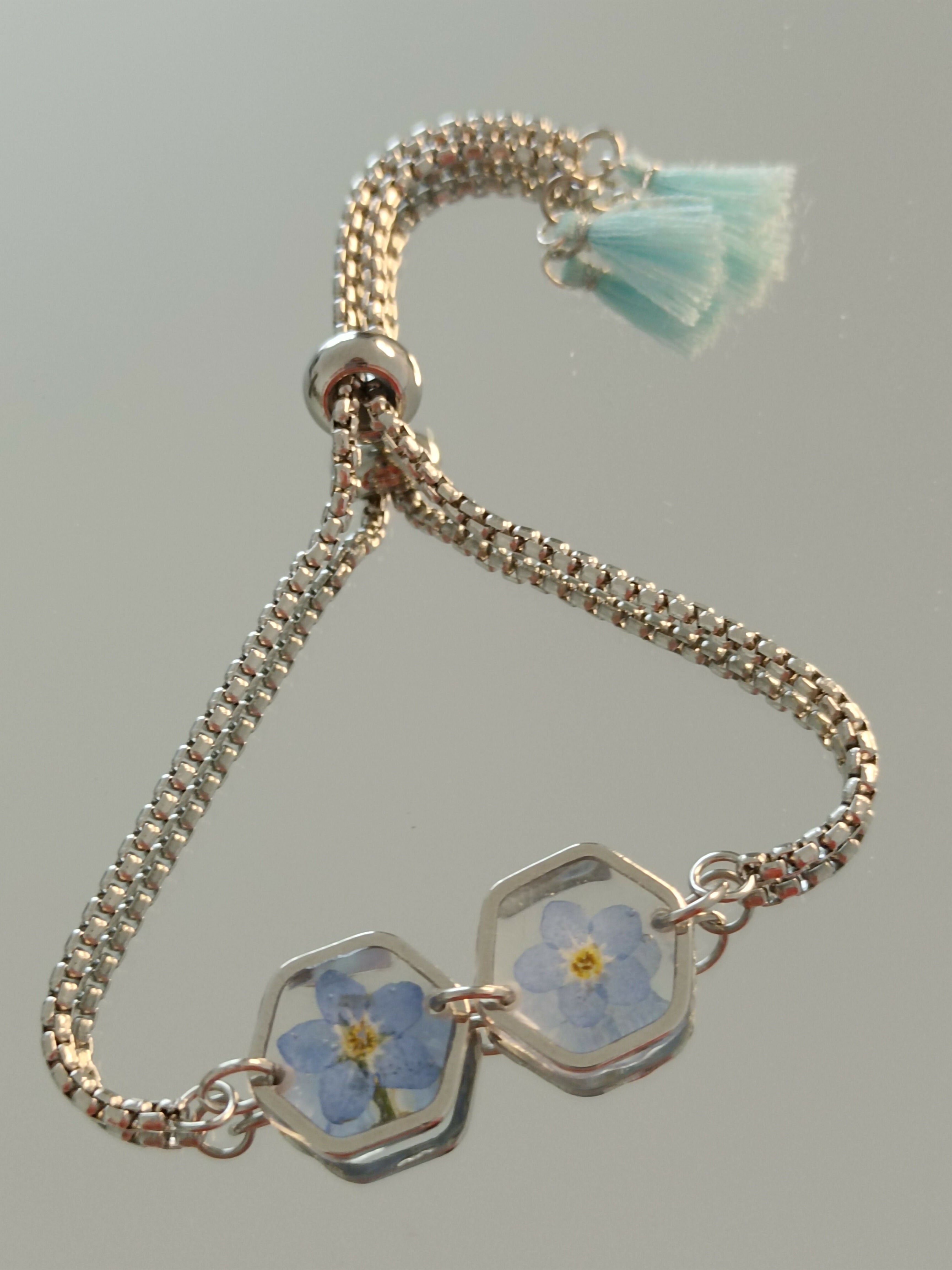 MEL/BFP Bracelets Fleurs séchées Pompons ARGENT