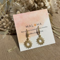 Small golden sun-dangle earrings