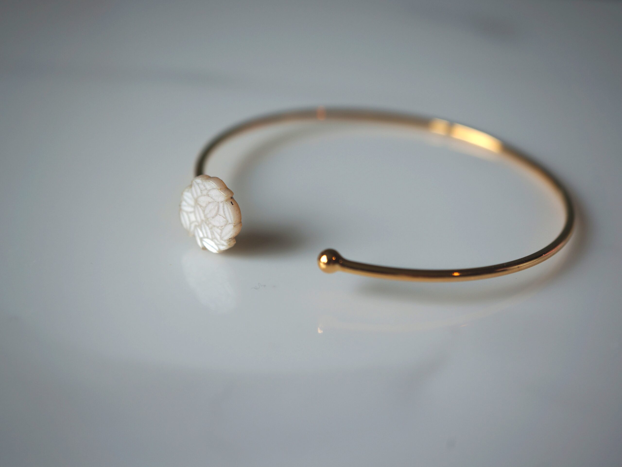 Iridescent white plexiglass bangle bracelet for women ~ Aloha ~