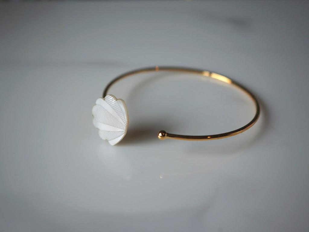 Bracelet femme jonc en plexiglas blanc irisé ~ Gaya ~