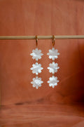 Maxi Jill earrings: iridescent plexiglass trio of hanging flowers