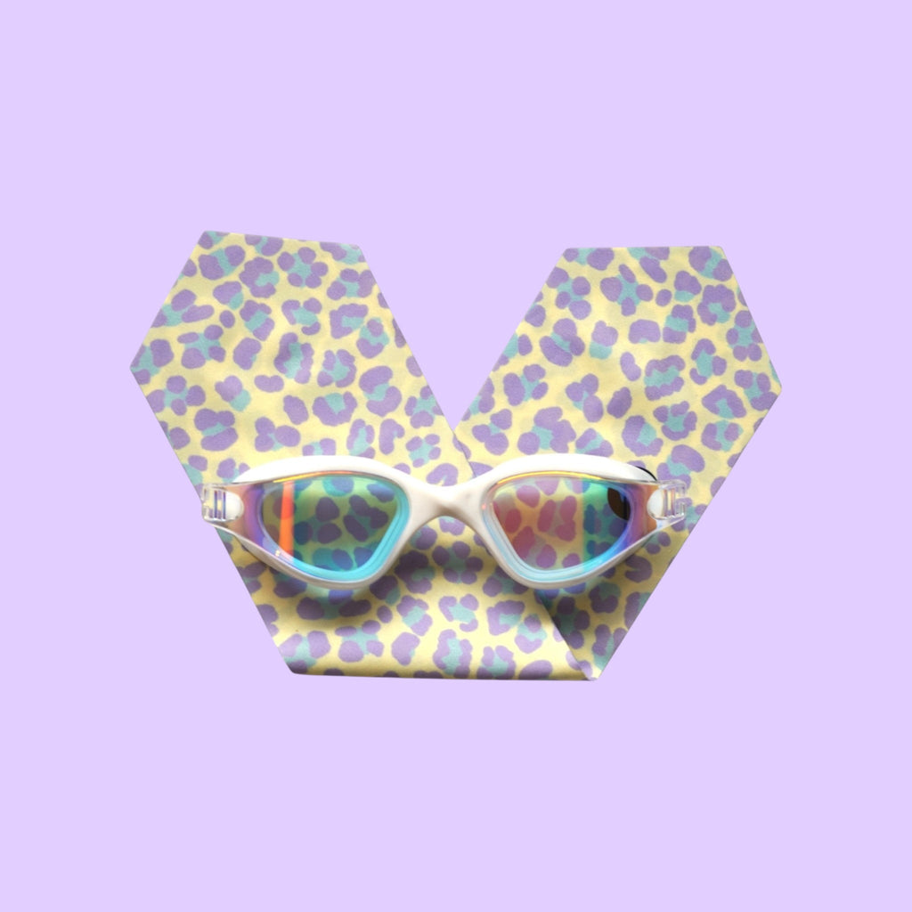 Yellow and Purple Leopard - Adult Swimming Goggles