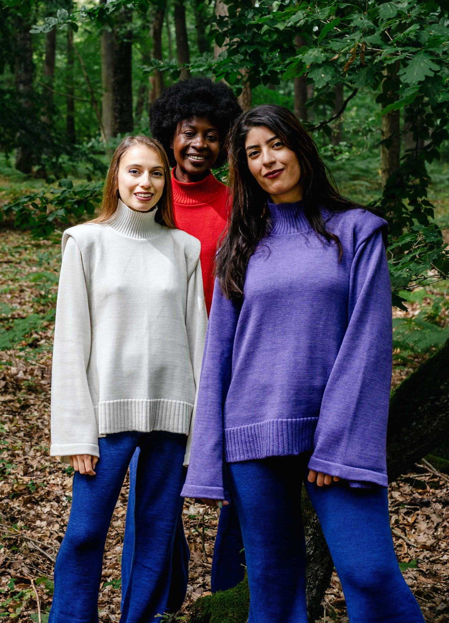 Pull Col Montant Laine Mérinos | Pull violet - Divine Harmonie