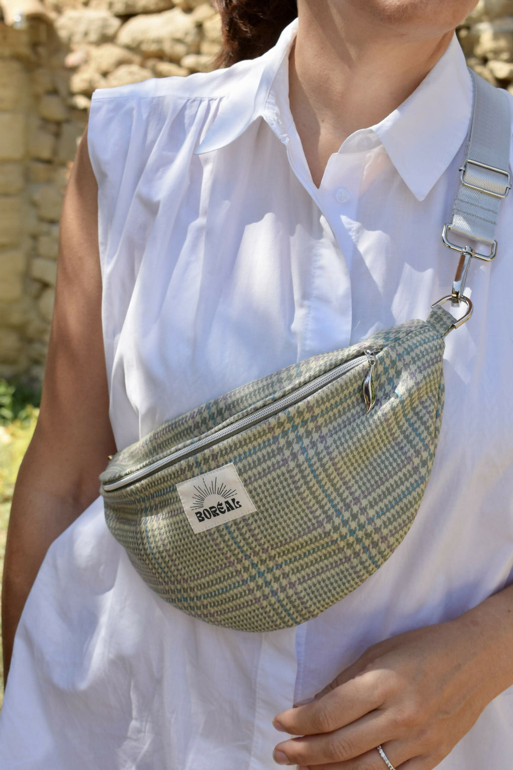 SAC BANANE HORTENSE CARREAUX VERTS