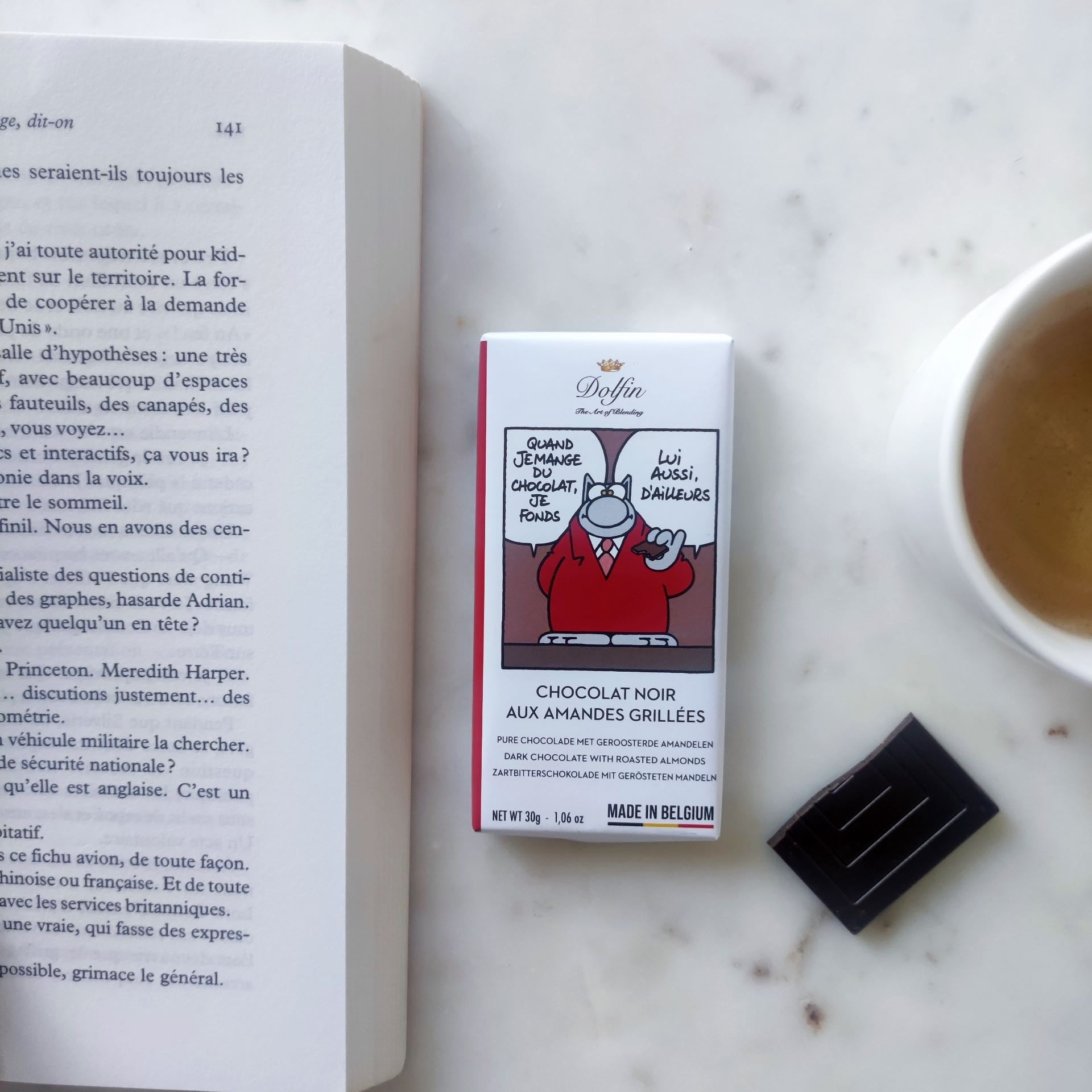 Dolfin x Le Chat Philippe Geluck - Mini tablette de chocolat noir amandes grillées - 30 g