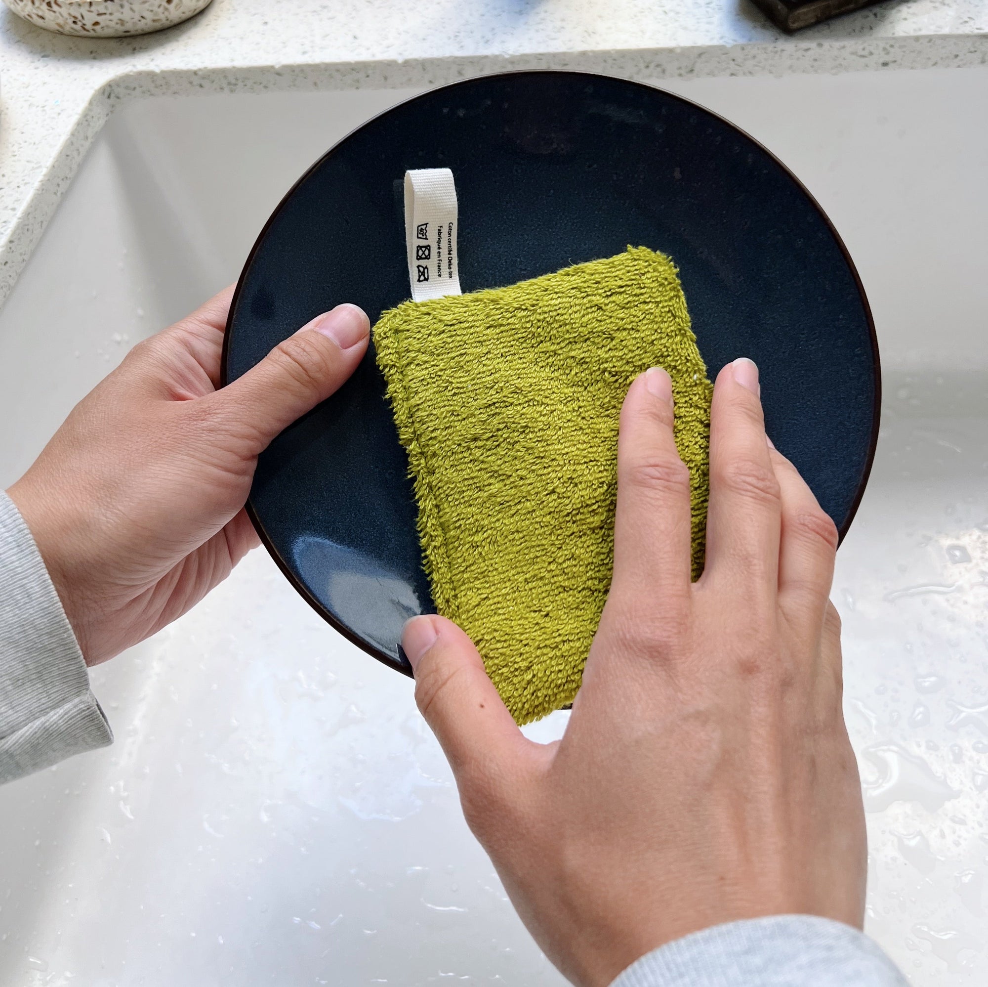 Éponge vaisselle lavable et réutilisable | Verte