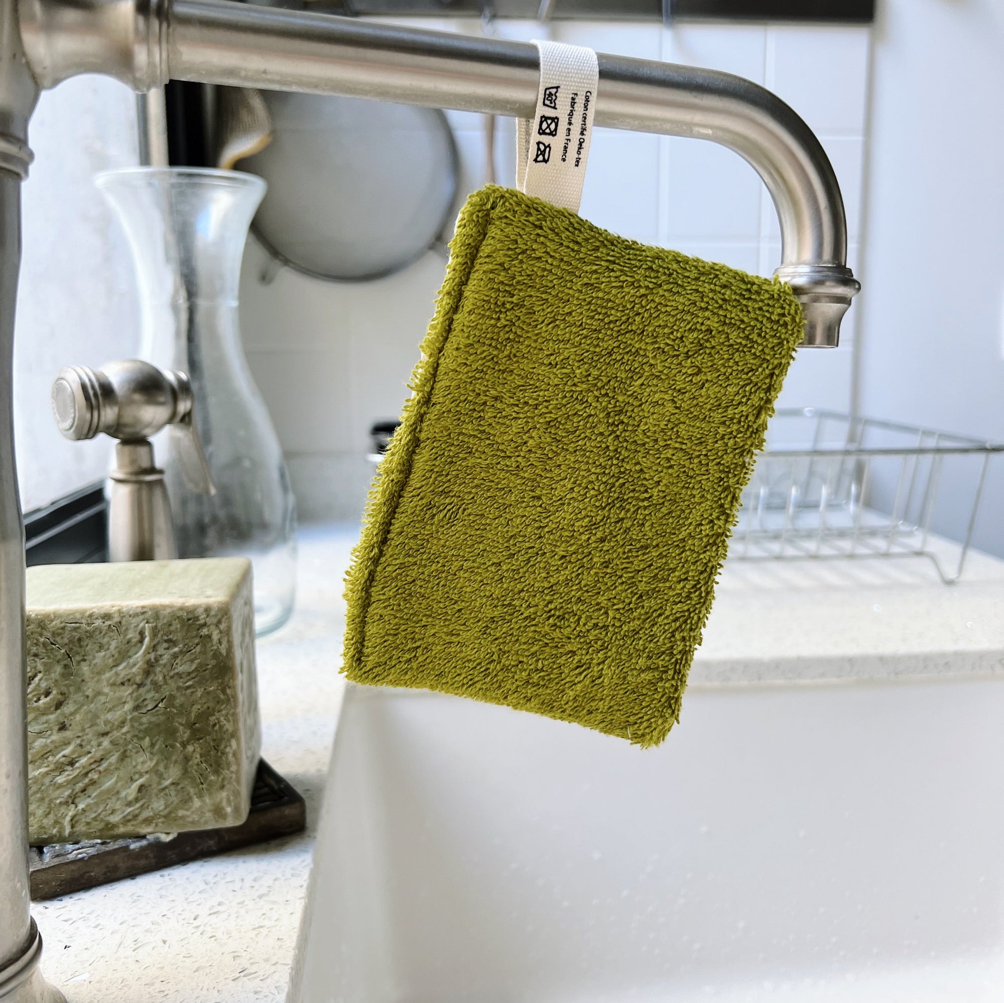 Éponge vaisselle lavable et réutilisable | Verte