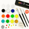 Panash Paints & Accessories Box | 12 acrylic colors + 3 brushes + adhesives + instructions