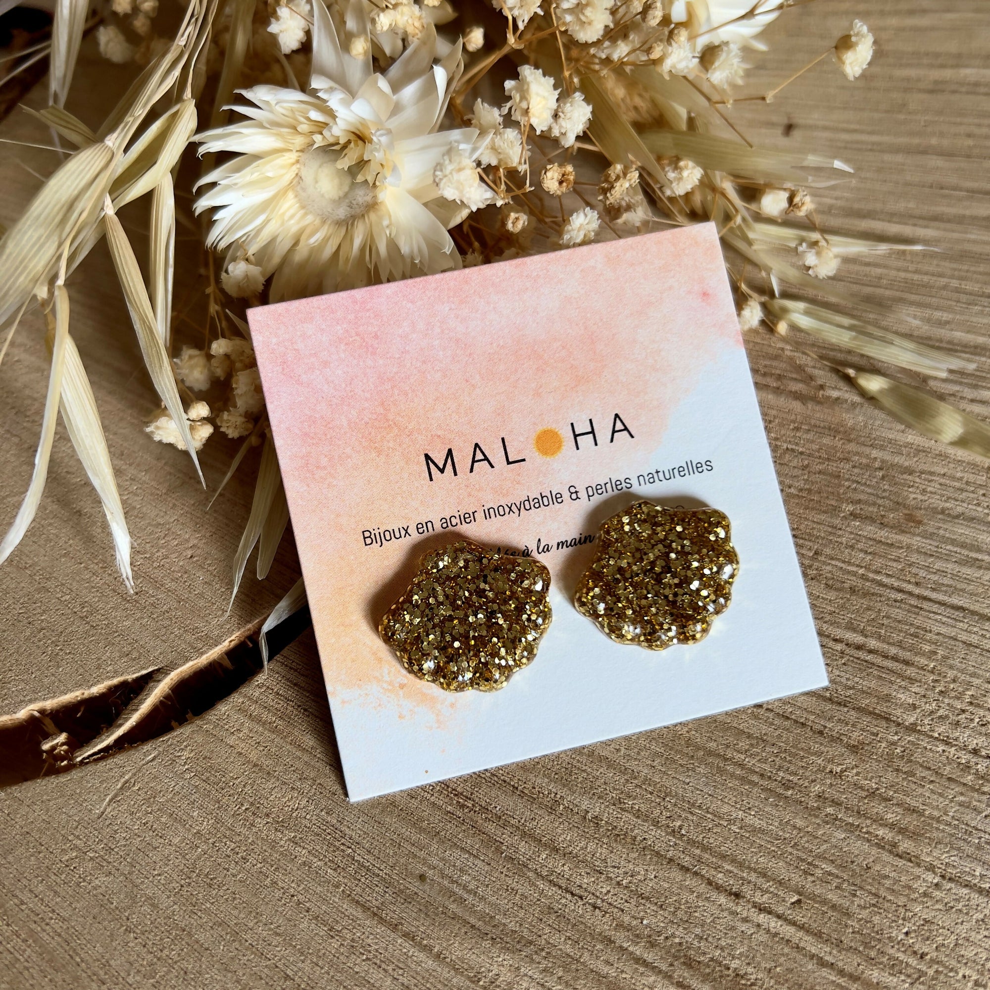 BO petit coquillage paillettes dorées