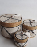 BROWN BEADED ROUND BOX