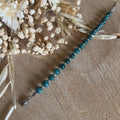 Bracelet with blue-green dyed jade & small silver-plated beads