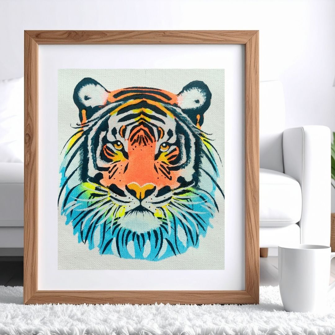 Kit Pochoirs Tigre – 3 pochoirs superposables + toile A4 incluse