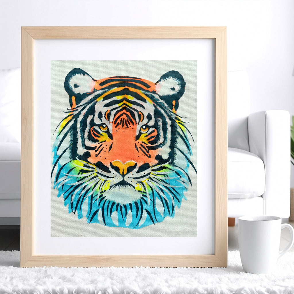 Kit Pochoirs Tigre – 3 pochoirs superposables + toile A4 incluse