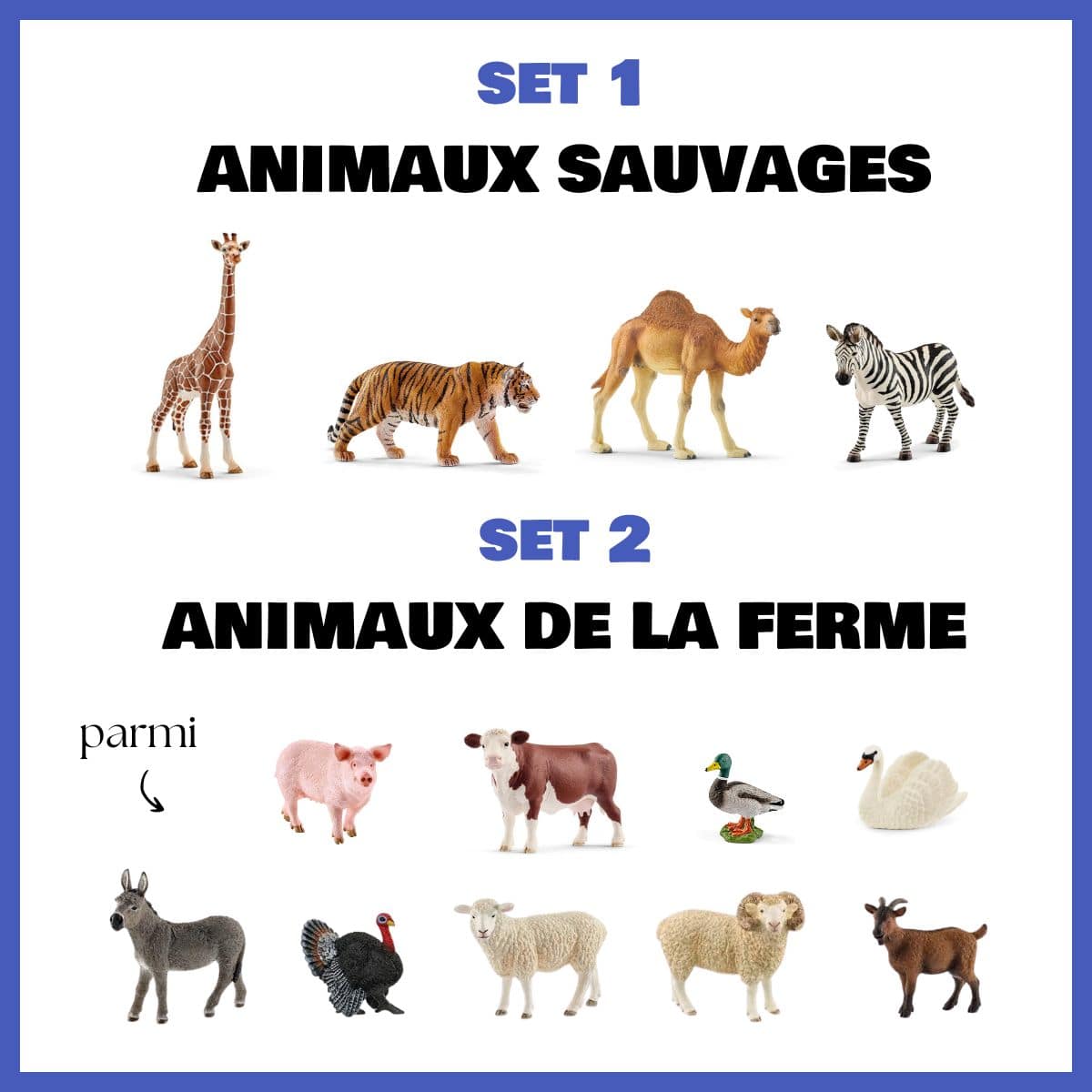 Set de figurines animales au choix Set Sauvage ou Ferme