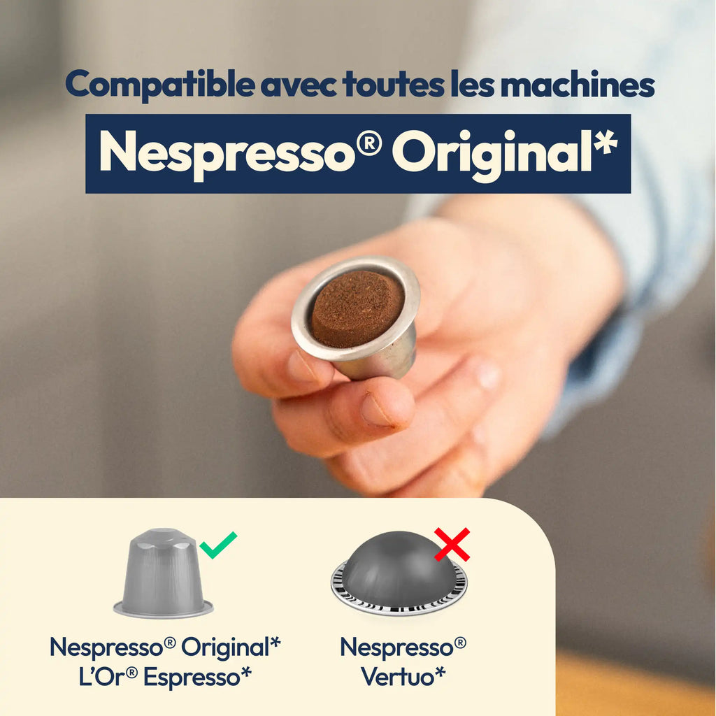 300 lids & 3 reusable & refillable stainless steel capsules compatible with Nespresso®