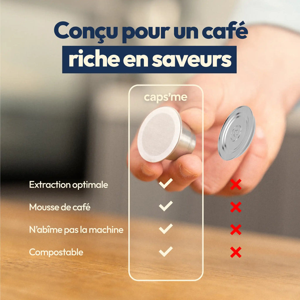 300 lids & 3 reusable & refillable stainless steel capsules compatible with Nespresso®