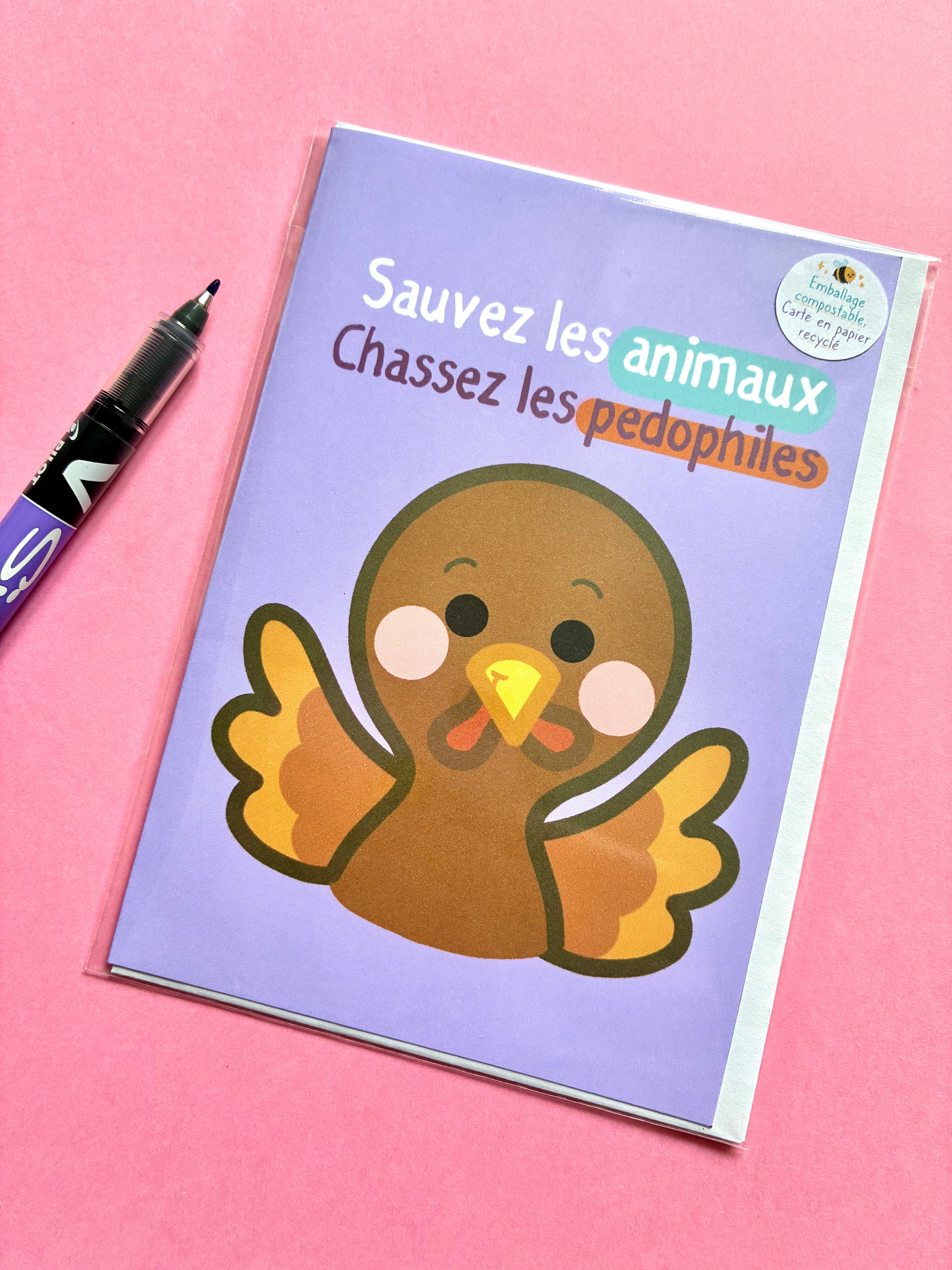 Carte « sauvez les animaux »