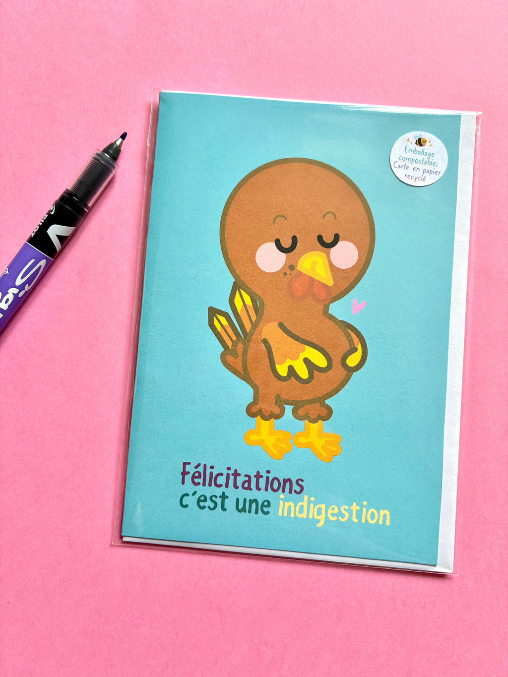 Carte «Félicitations, c’est une indigestion ! »