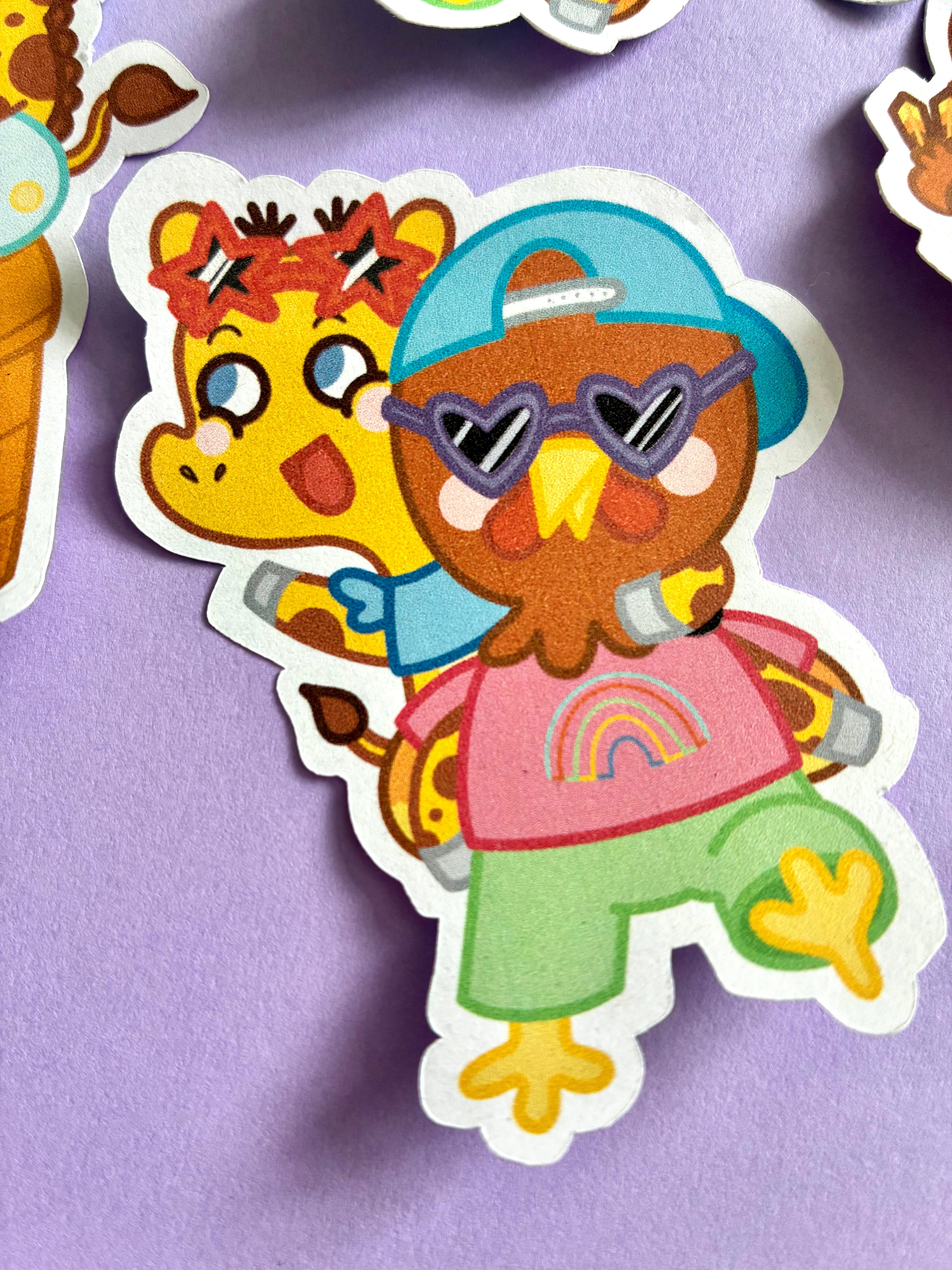 Giraffe and Turkey stickers on vacation