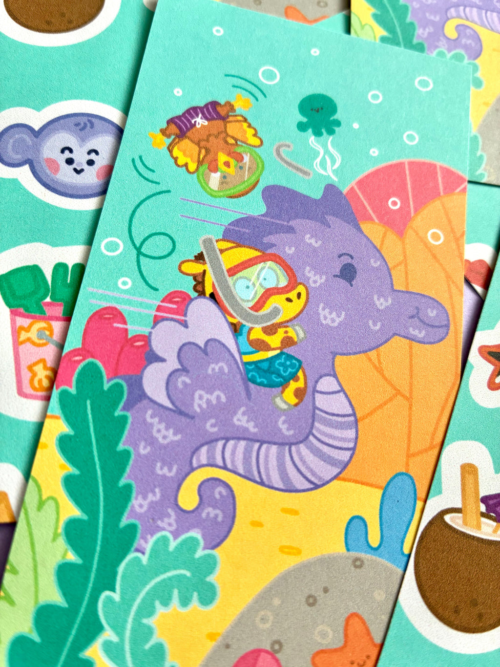 Giraffe and Turkey-Tot at the Beach Bookmark