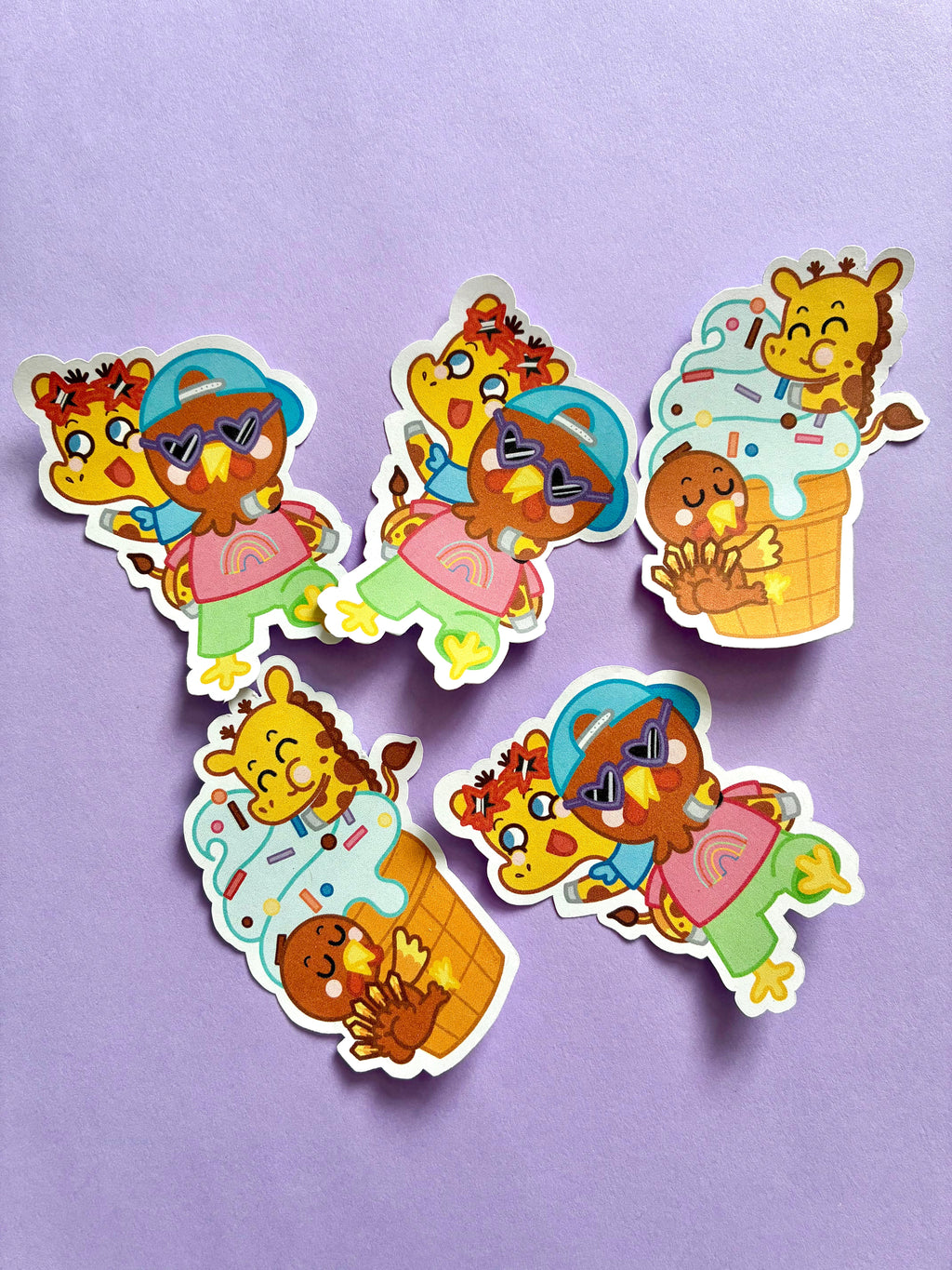 Giraffe and Turkey stickers on vacation