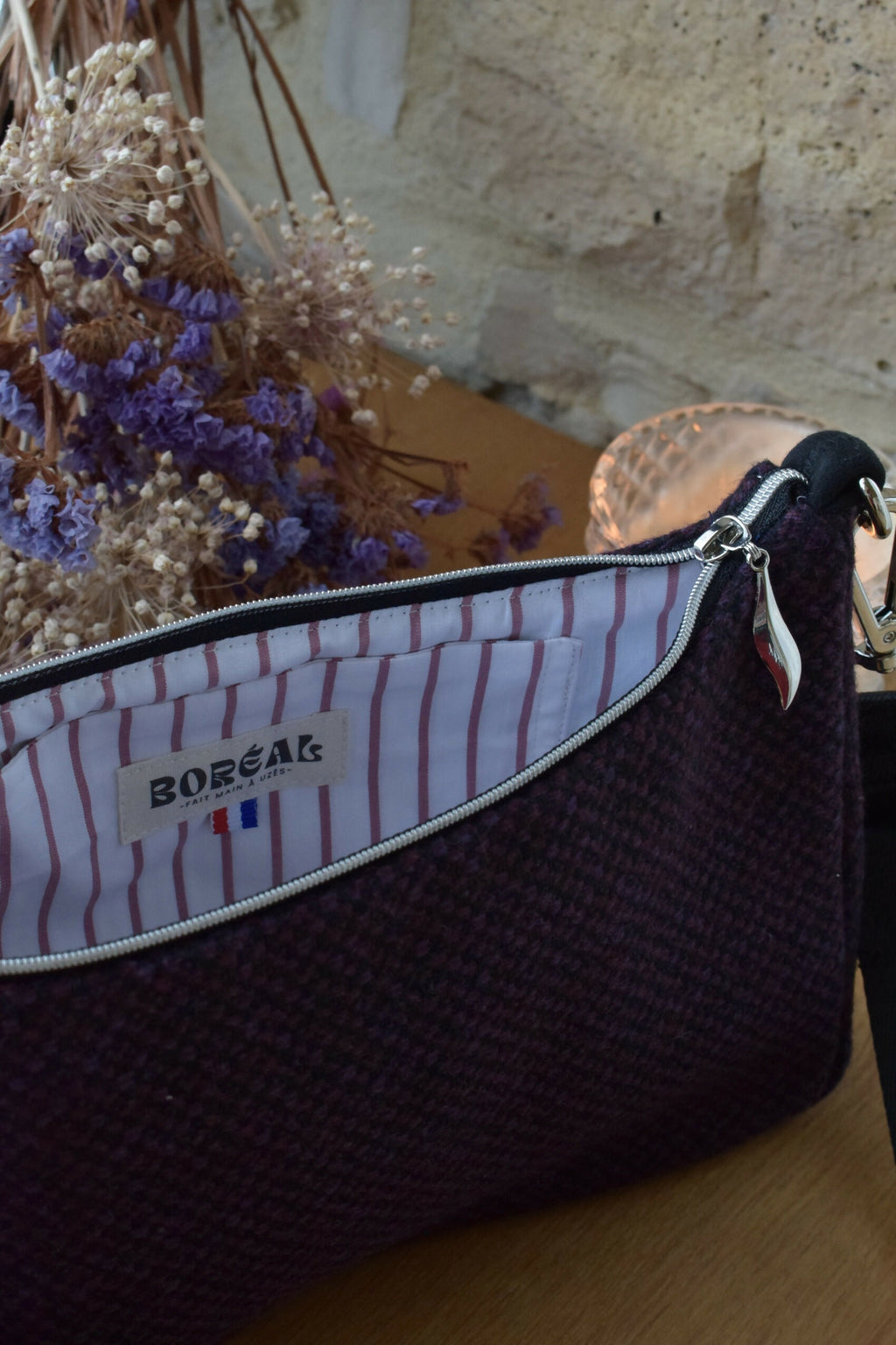 sac-baguette-laine-violet-noir-tweed-chic-ethique-artisanale-fait-main-tendance-upcycling-5