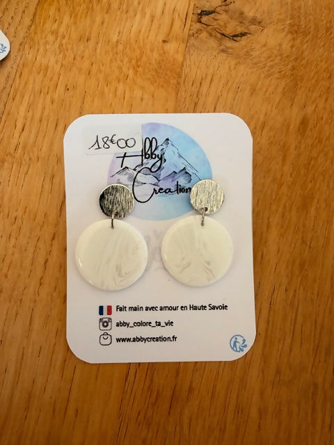 White Round Earrings