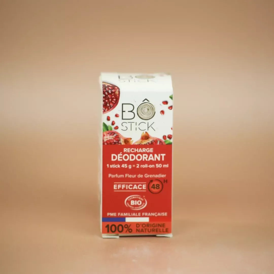 BÔ New formula – Wooden applicator and solid pomegranate flower deodorant duo
