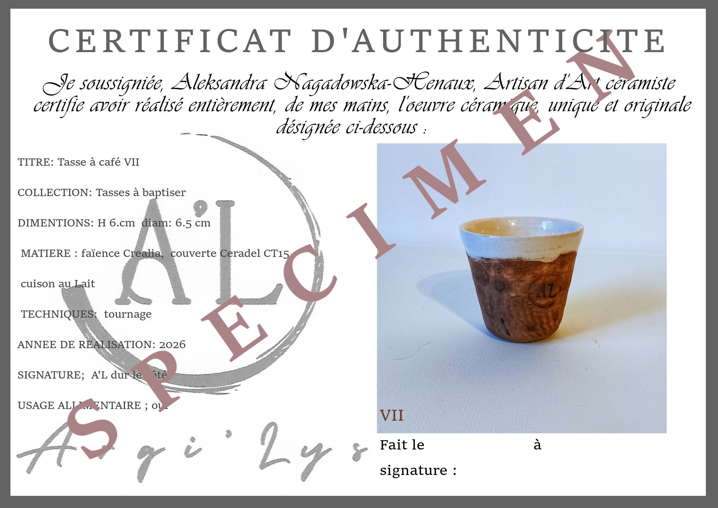 Tasse à café à nommer n° VII