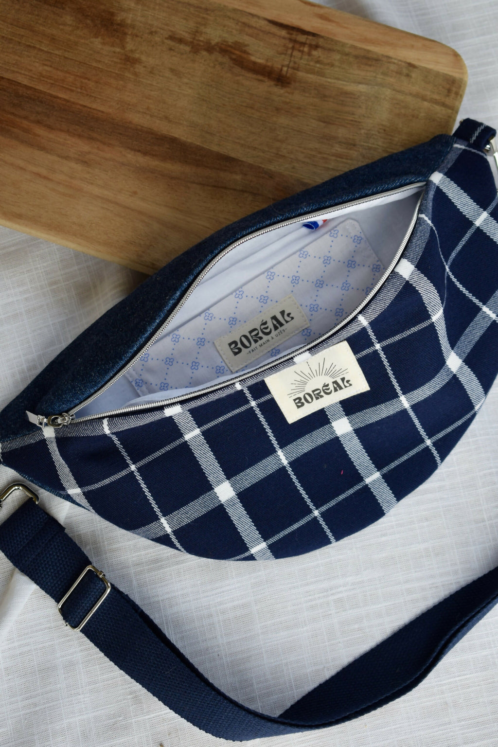 banane-bleu-marine-jean-coton-laine-carreaux-chic-ethique-artisanale-fait-main-tendance-upcycling-3