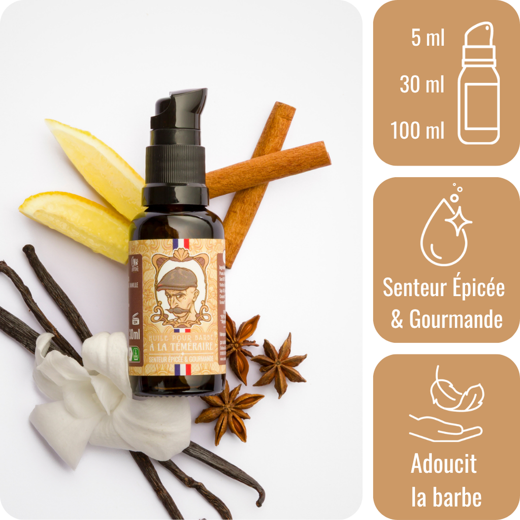 Huile pour barbe - Senteur Gourmande et Epicée - à la Téméraire