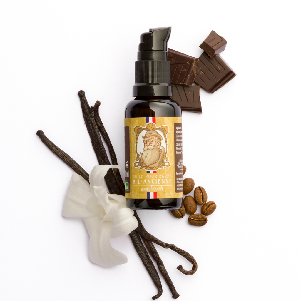 Huile pour barbe - Senteur Cuir - à l'Ancienne