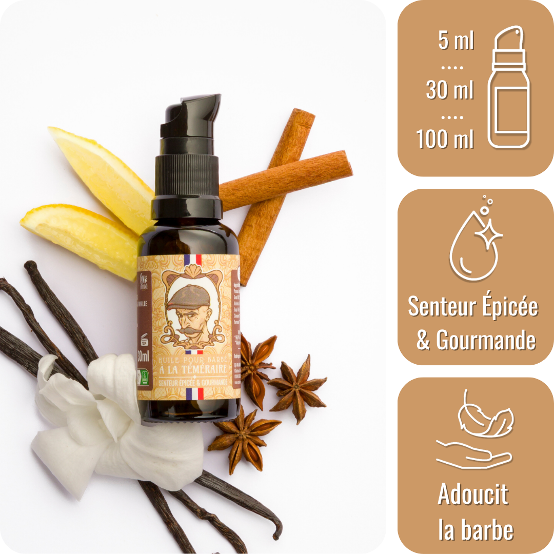 Huile pour barbe - Senteur Gourmande et Epicée - à la Téméraire