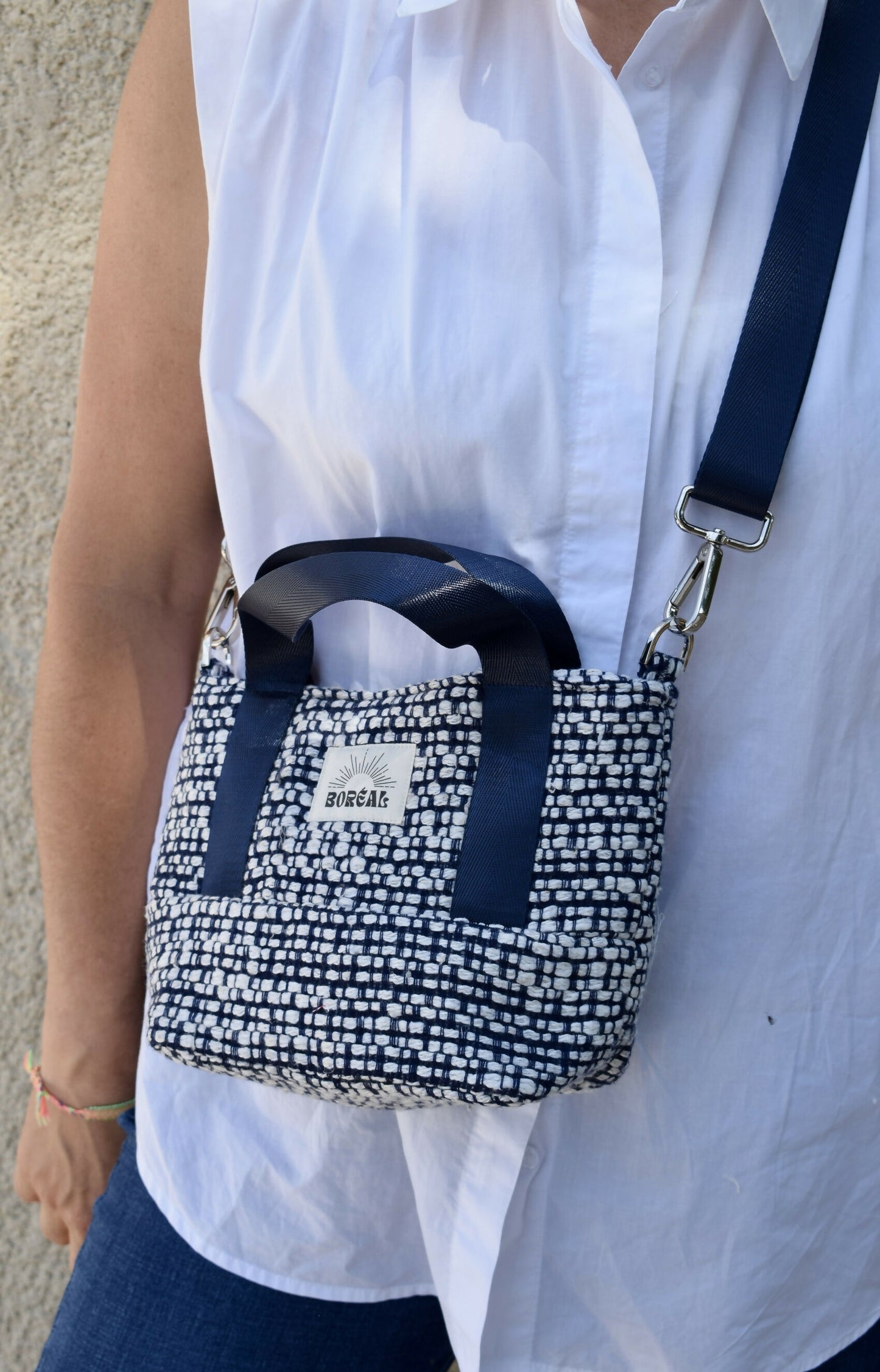 SAC ANÉMONE TWEED BLEU