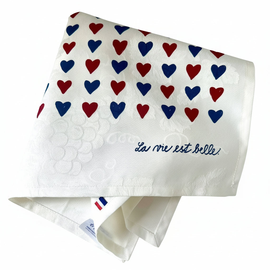 Coffret de 4 serviettes de table - La Serviette de Table - Linge de table - "La vie est belle"