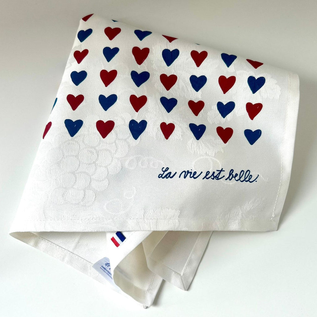 La serviette de table - Linge de table - "La vie est belle"