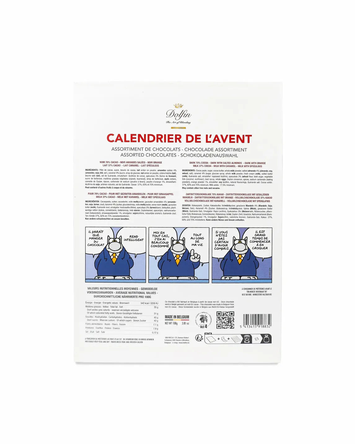 Décembre, savoureux, amusant, Calendrier de l'Avent, Chat, Philippe Geluck, humour, gourmandise, voyage, Noël, cadeau, ami, magie, chocolat, artiste, belge, sourire