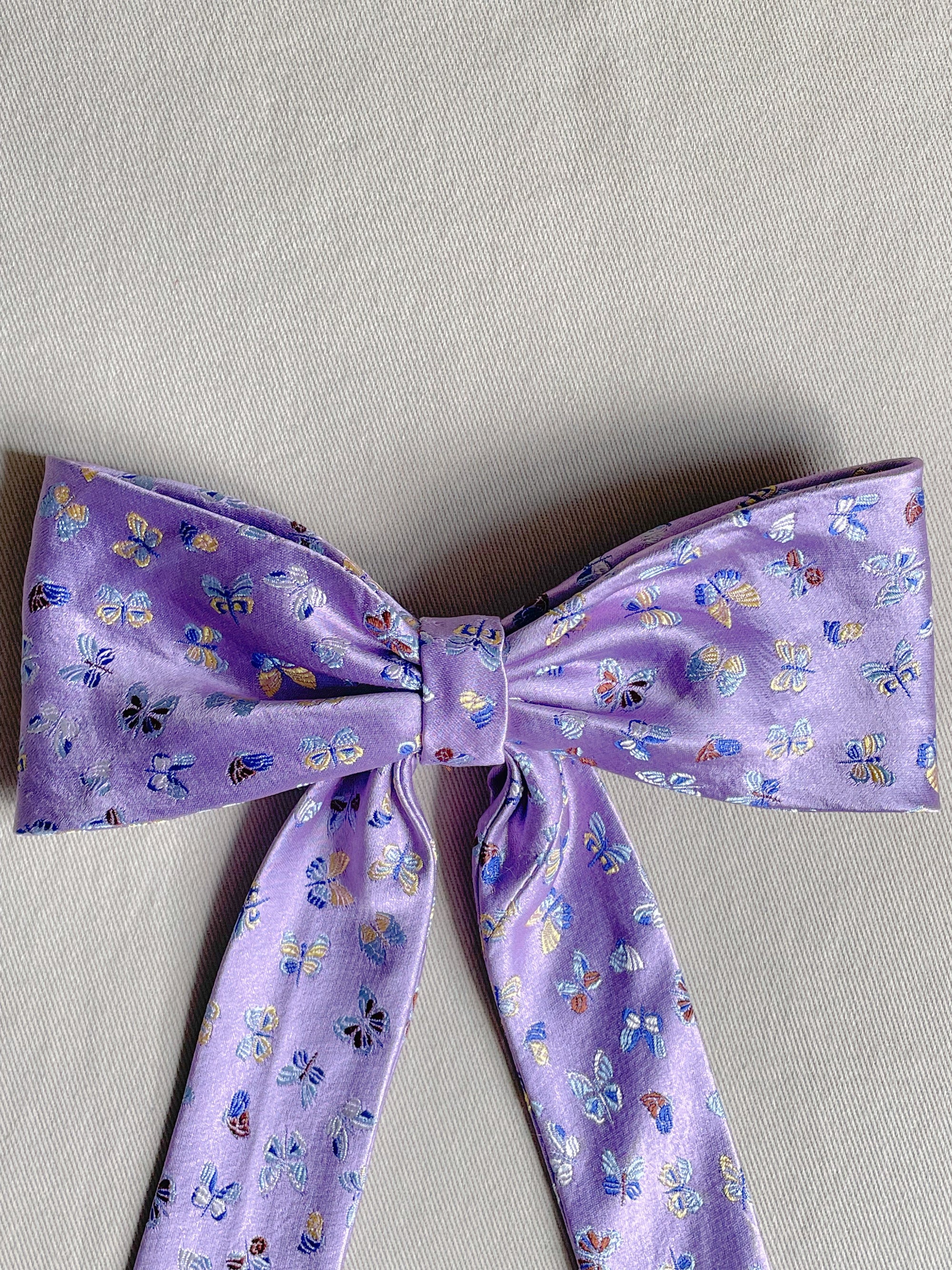 Barrette Nœud Upcyclé 'Ballet Violet' (grand)