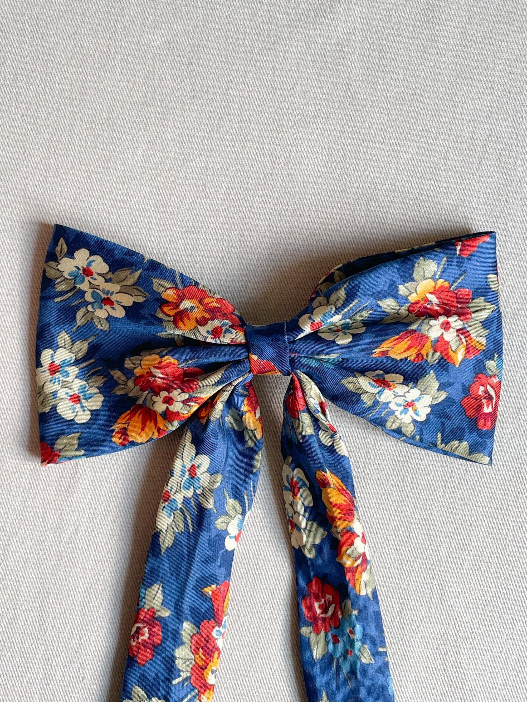 Barrette Nœud Upcyclé 'Bouquet Flamboyant' (grand)