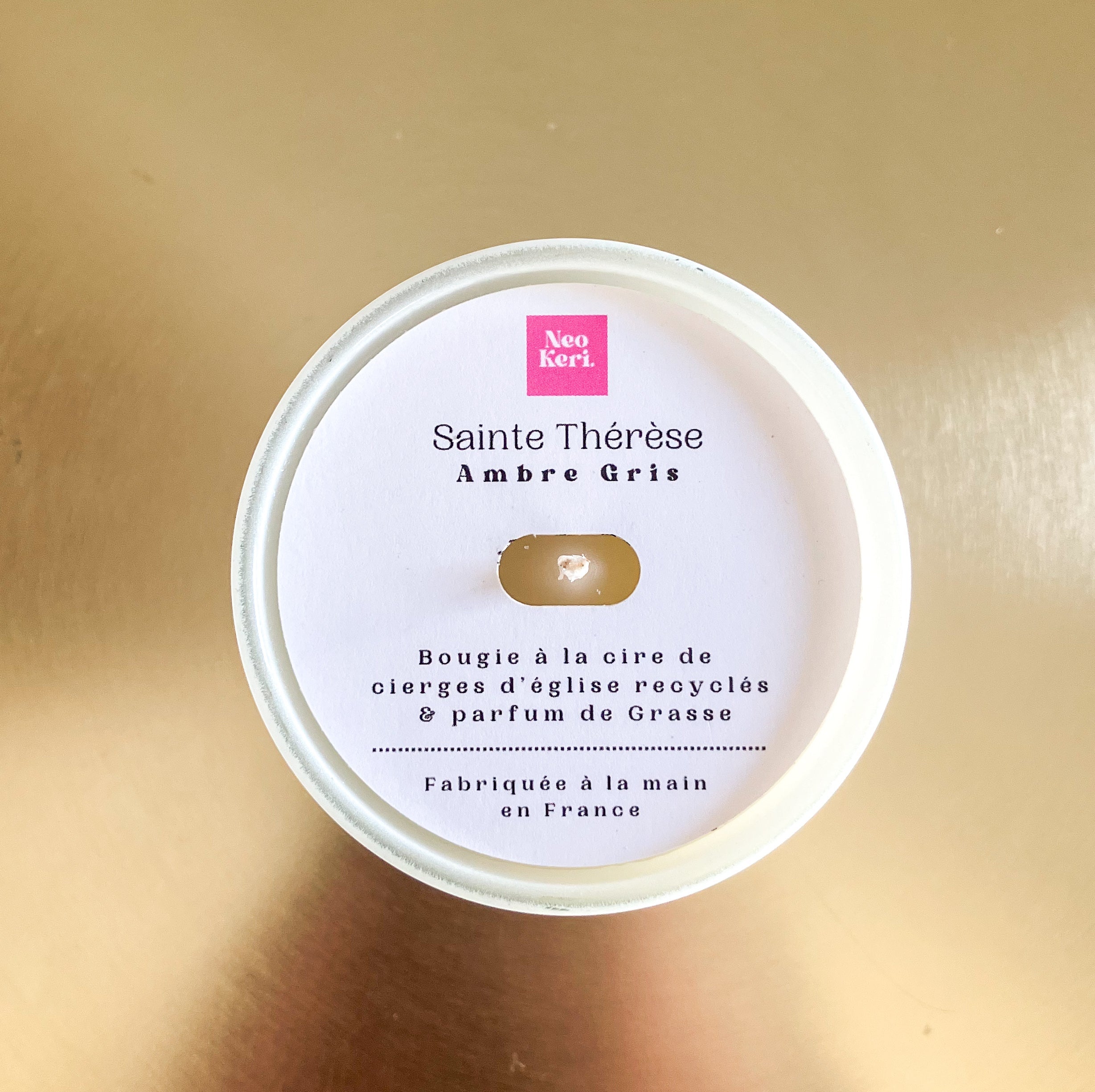 Bougie Sainte Thérèse Néo Keri, parfum Ambre gris