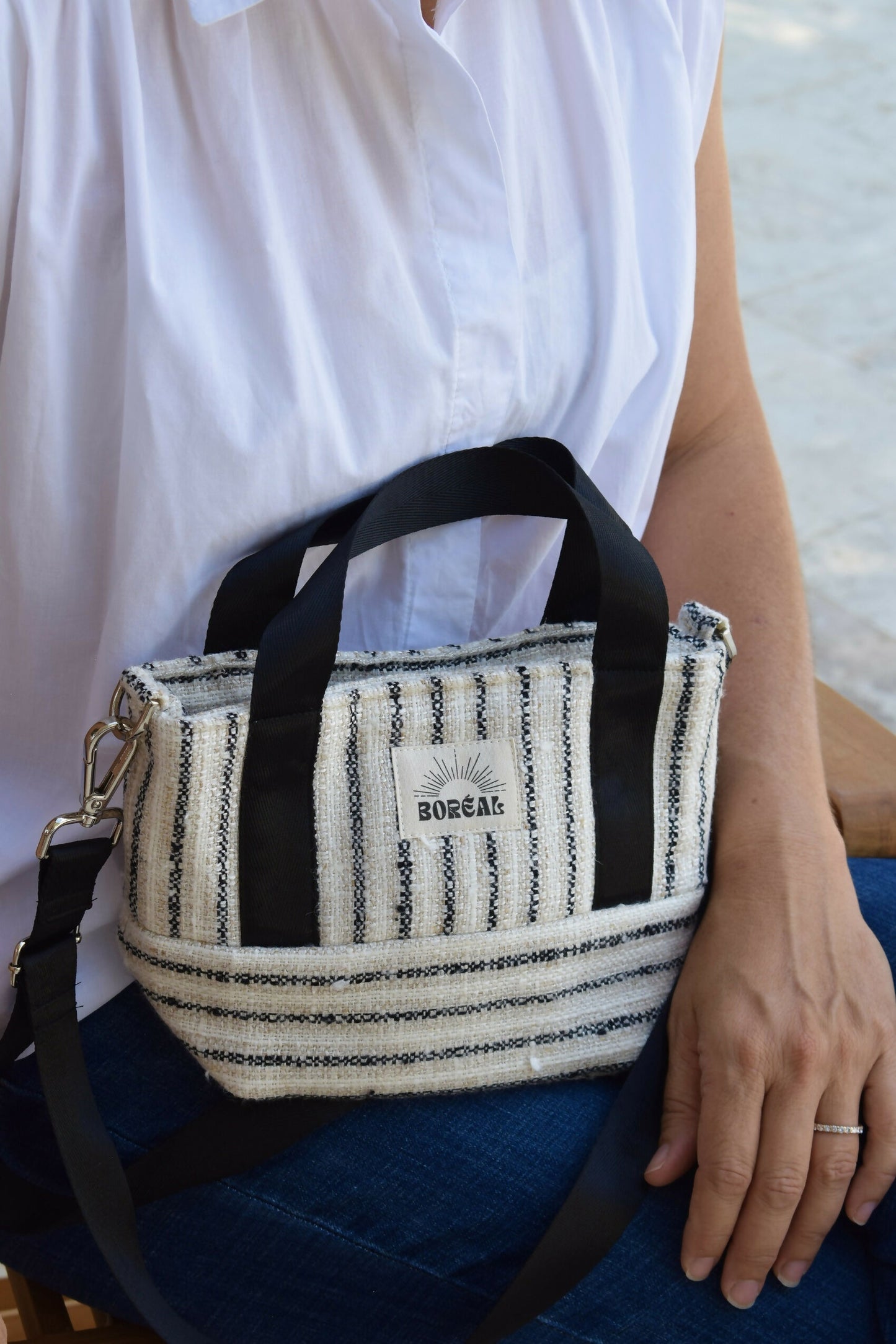 SAC ANÉMONE LAINE NOIR ET BLANCHE