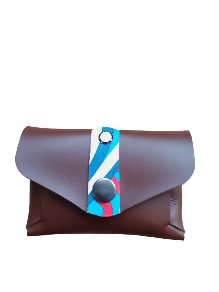 Pochette porte-monnaie cuir et ballon recyclé