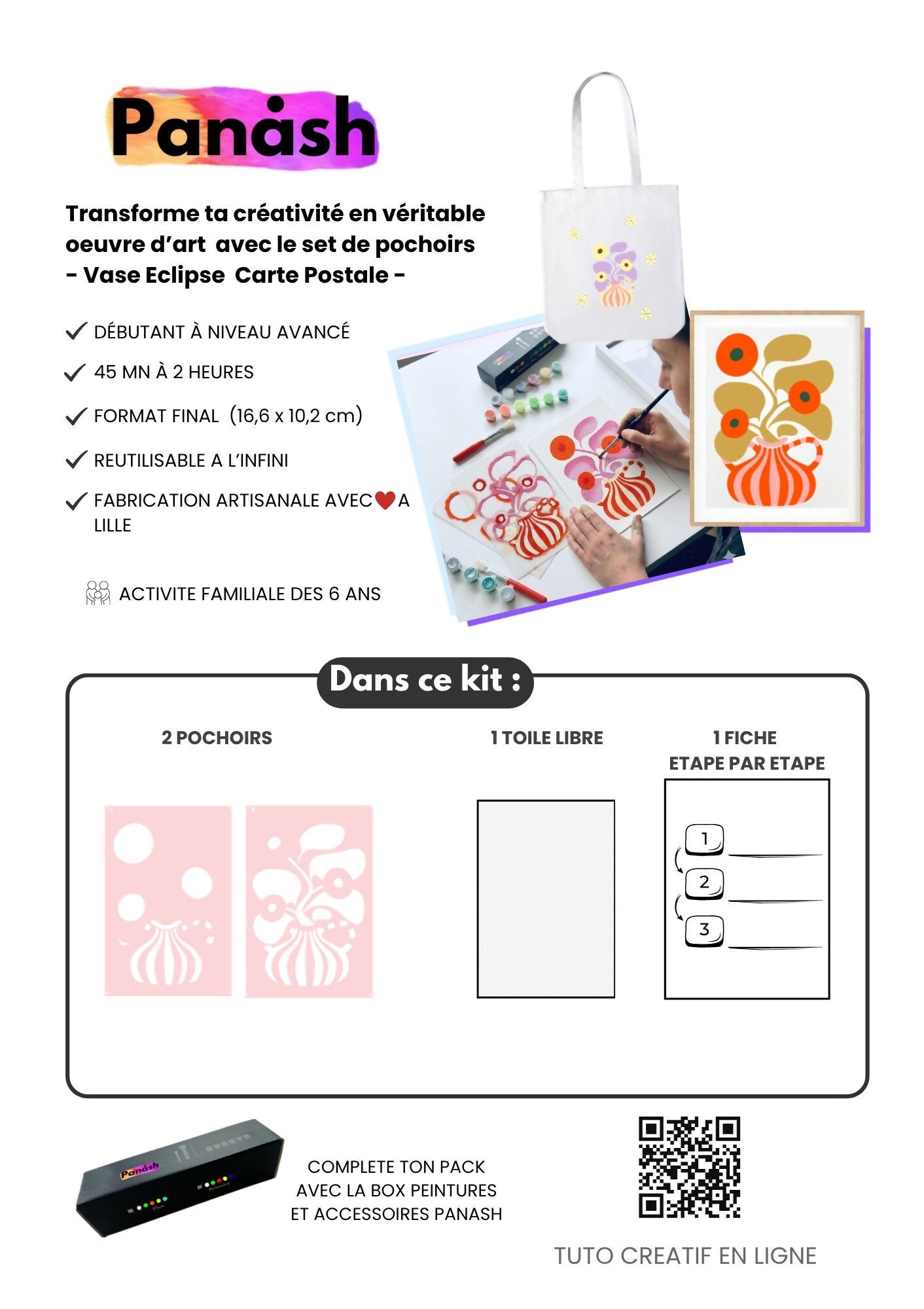 Kit Pochoirs Vase Eclipse - 2 pochoirs superposables Format CP