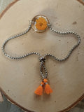 MEL/BFP Dried Flower Pom-Pom Bracelets SILVER