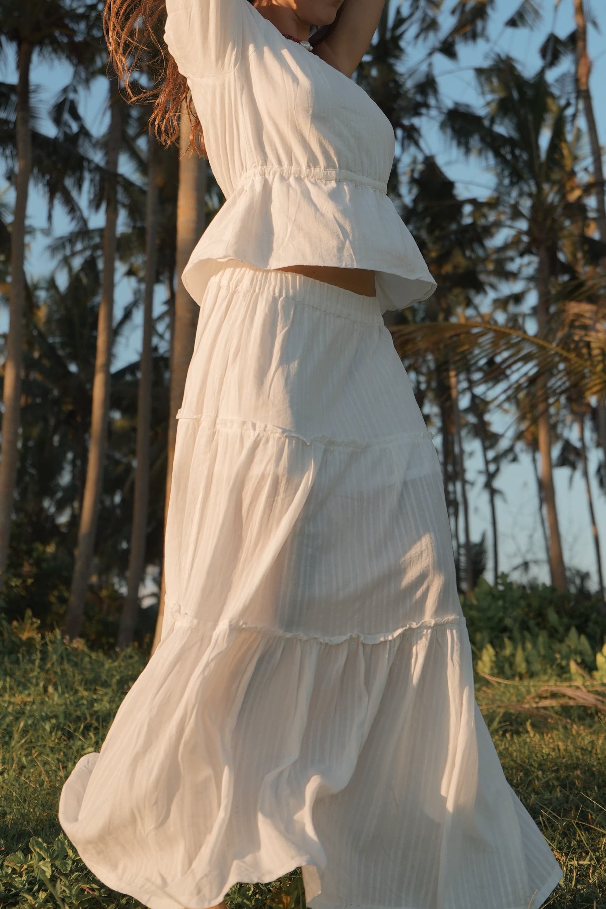 JUPE LONGUE BLANCHE EN COTON ~ CINTA