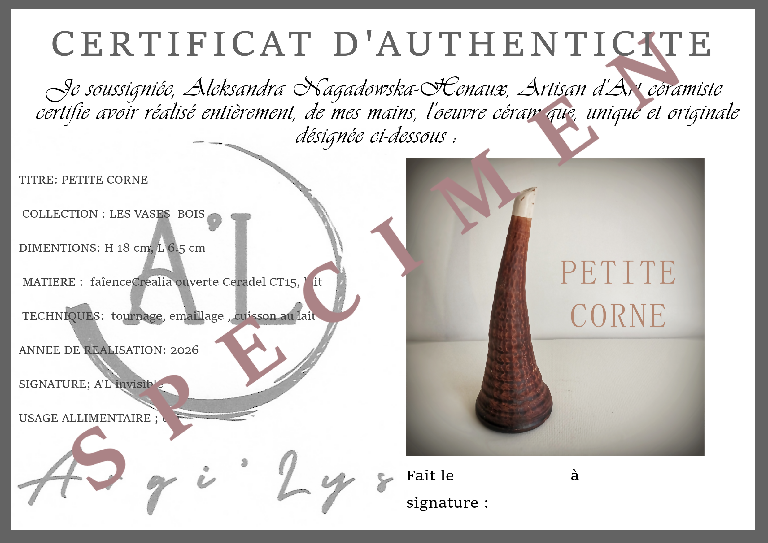 PETITE CORNE vase