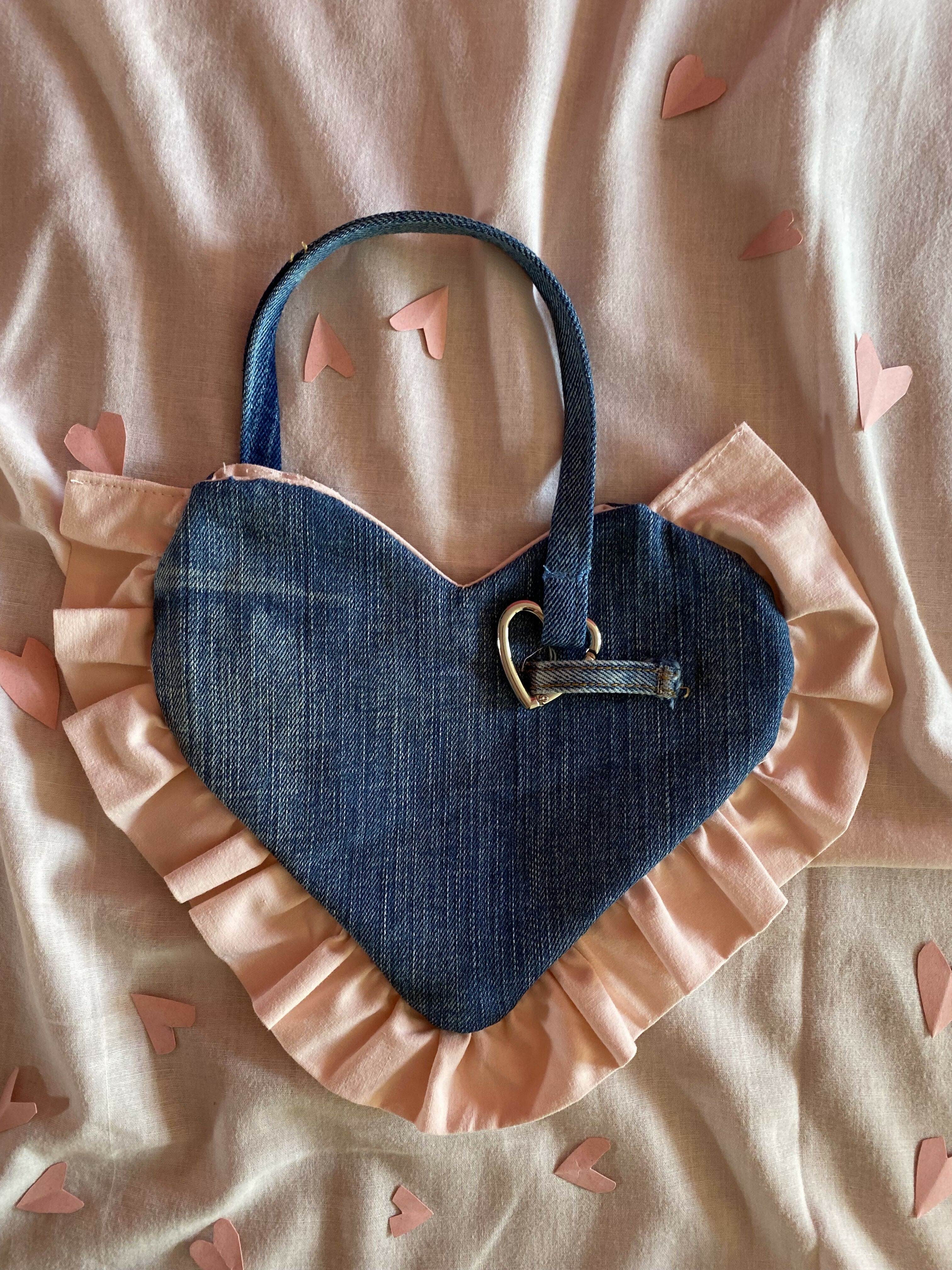 Lollipop - Upcycled Denim Heart Bag